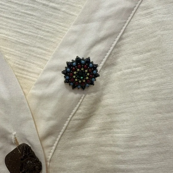 Soft Surroundings Buttoned Down Top Sz M Cream - Picture 5 of 6